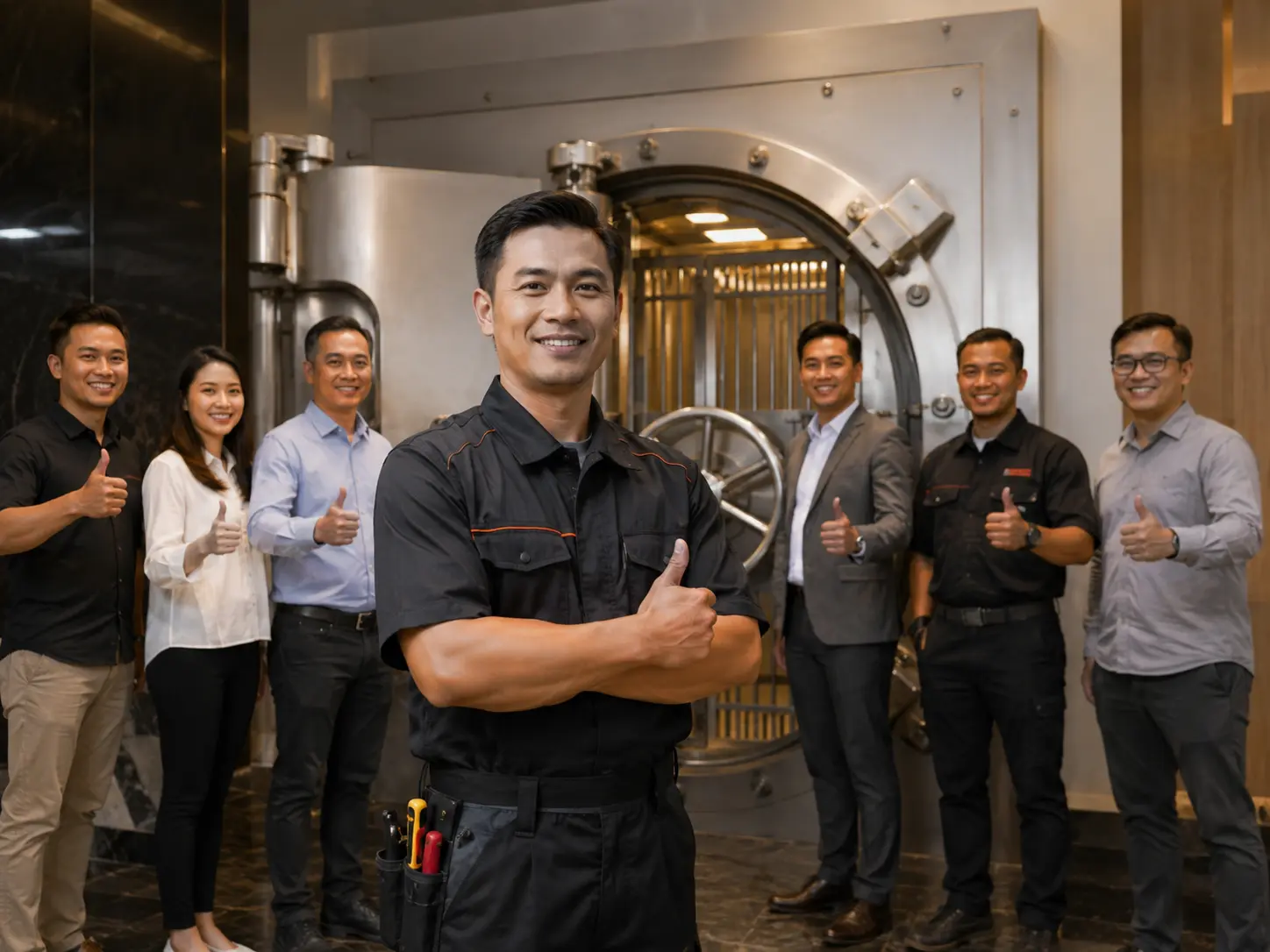 Teknisi berpengalaman CV Unggul Rejeki untuk servis dan maintenance brankas